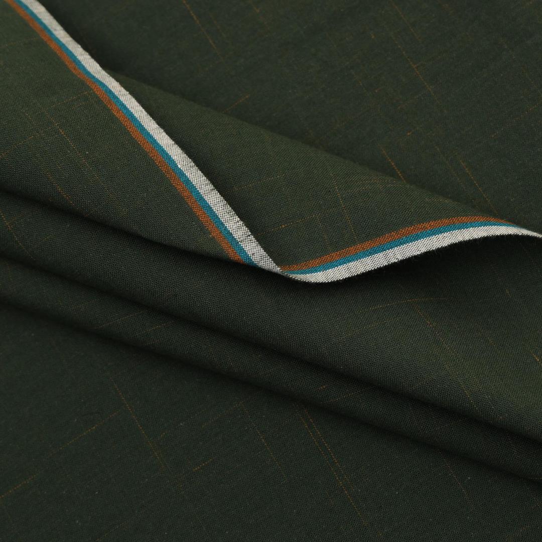 Men's Premium Cotton Suit Fabric Green Striped Border Winter
