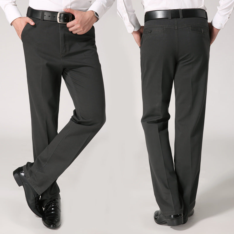 Men Loose Fit Cotton Pants Khaki Black Autumn Winter