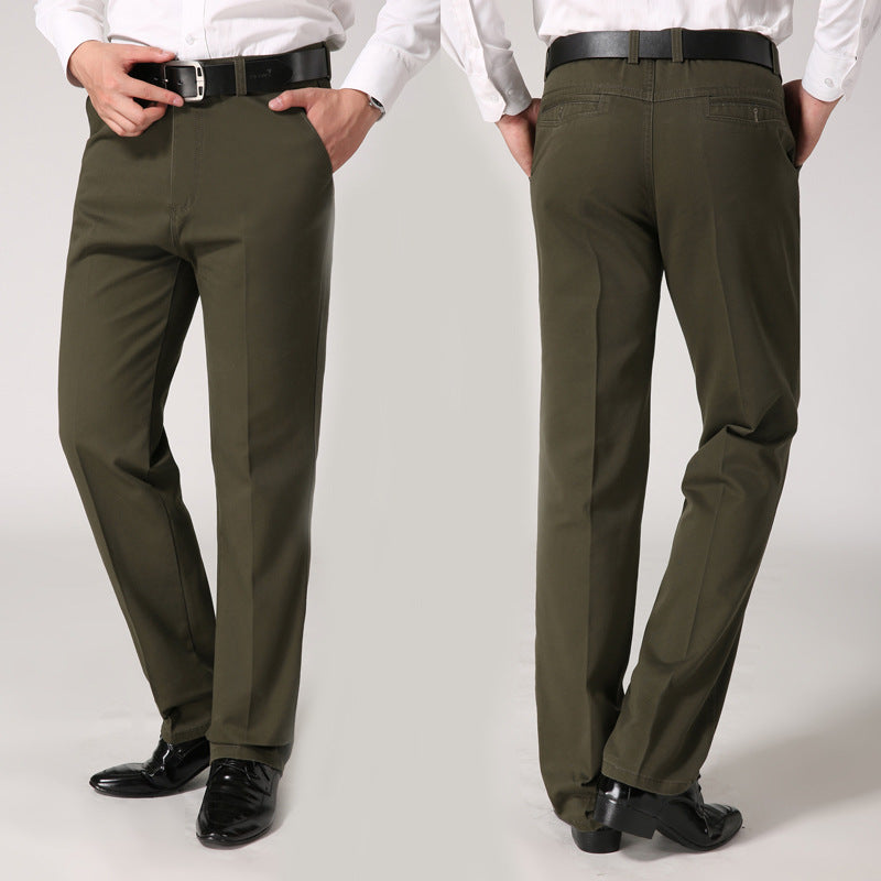 Men Loose Fit Cotton Pants Khaki Black Autumn Winter