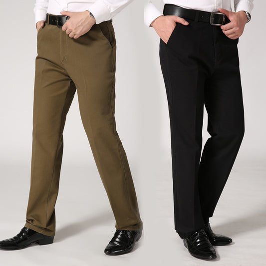 Men Loose Fit Cotton Pants Khaki Black Autumn Winter