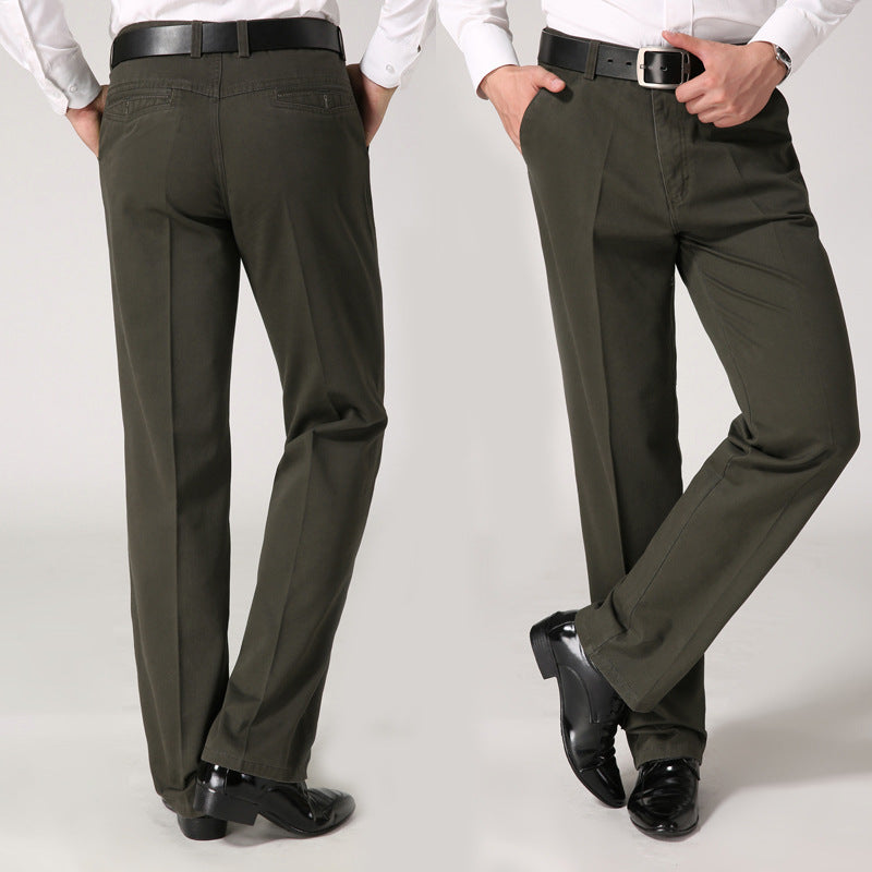 Men Loose Fit Cotton Pants Khaki Black Autumn Winter