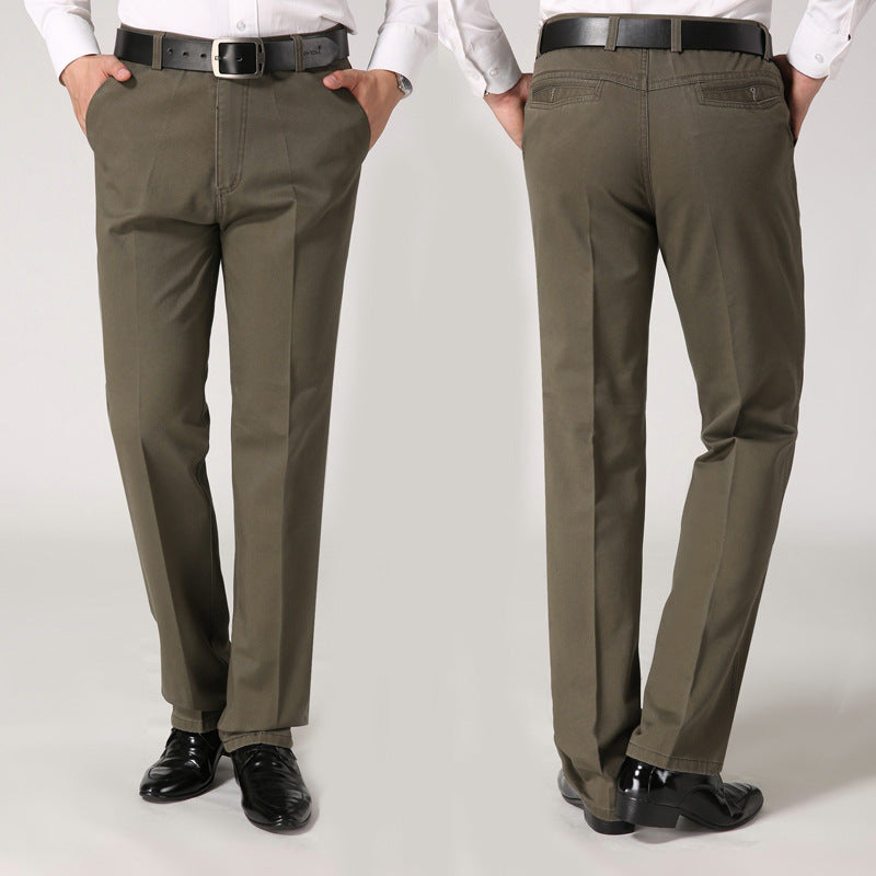 Men Loose Fit Cotton Pants Khaki Black Autumn Winter