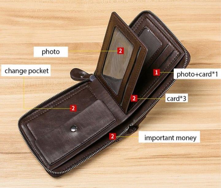Men's Genuine Leather Wallet Brown Compact Daily Carry