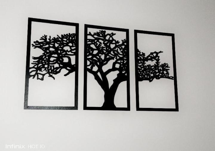 3D Tree Wall Art Set of 3 Modern Wooden Decor