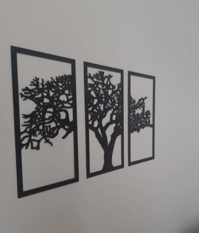 3D Tree Wall Art Set of 3 Modern Wooden Decor