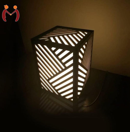 Modern Wooden Table Lamp with Geometric Design for Home Decor