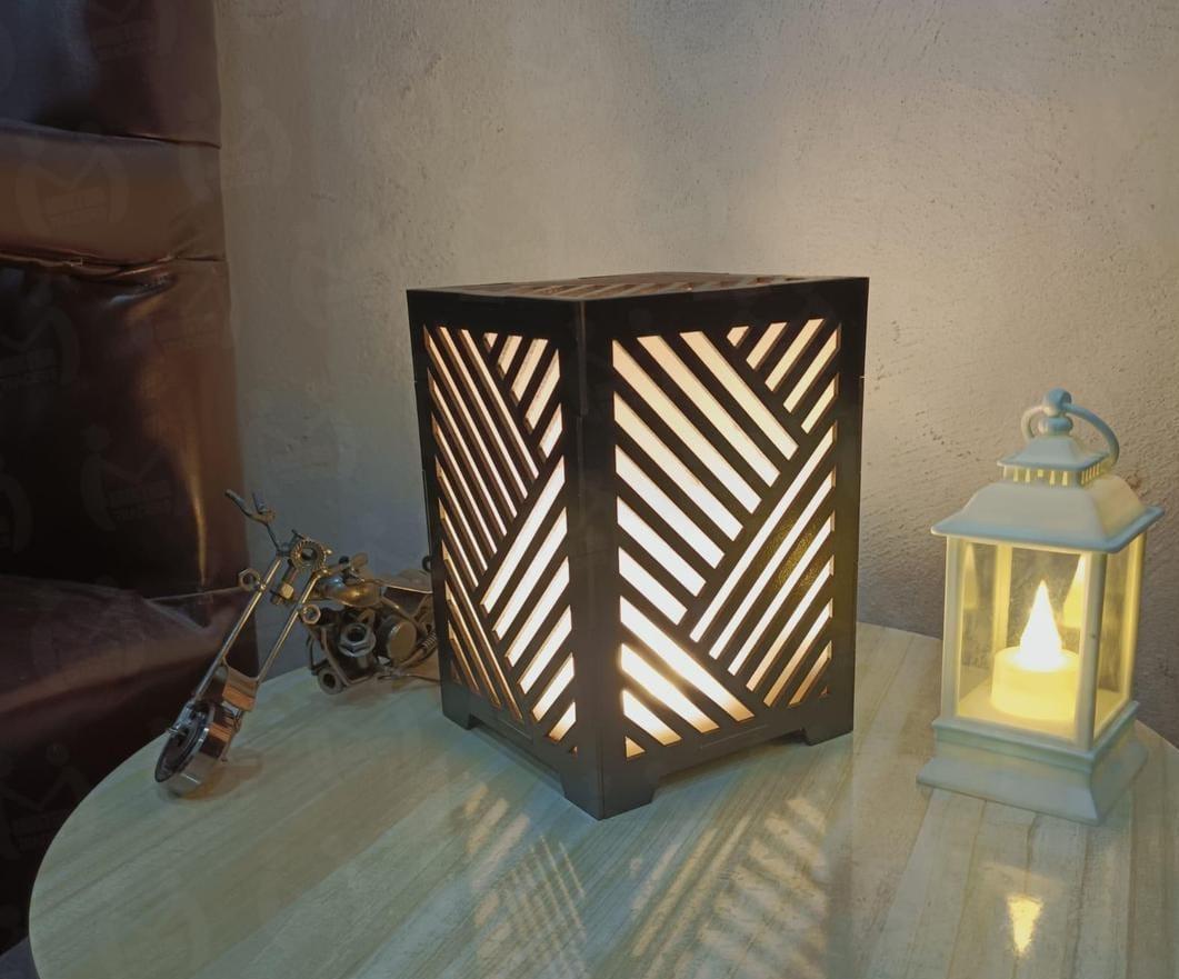 Modern Wooden Table Lamp with Geometric Design for Home Decor