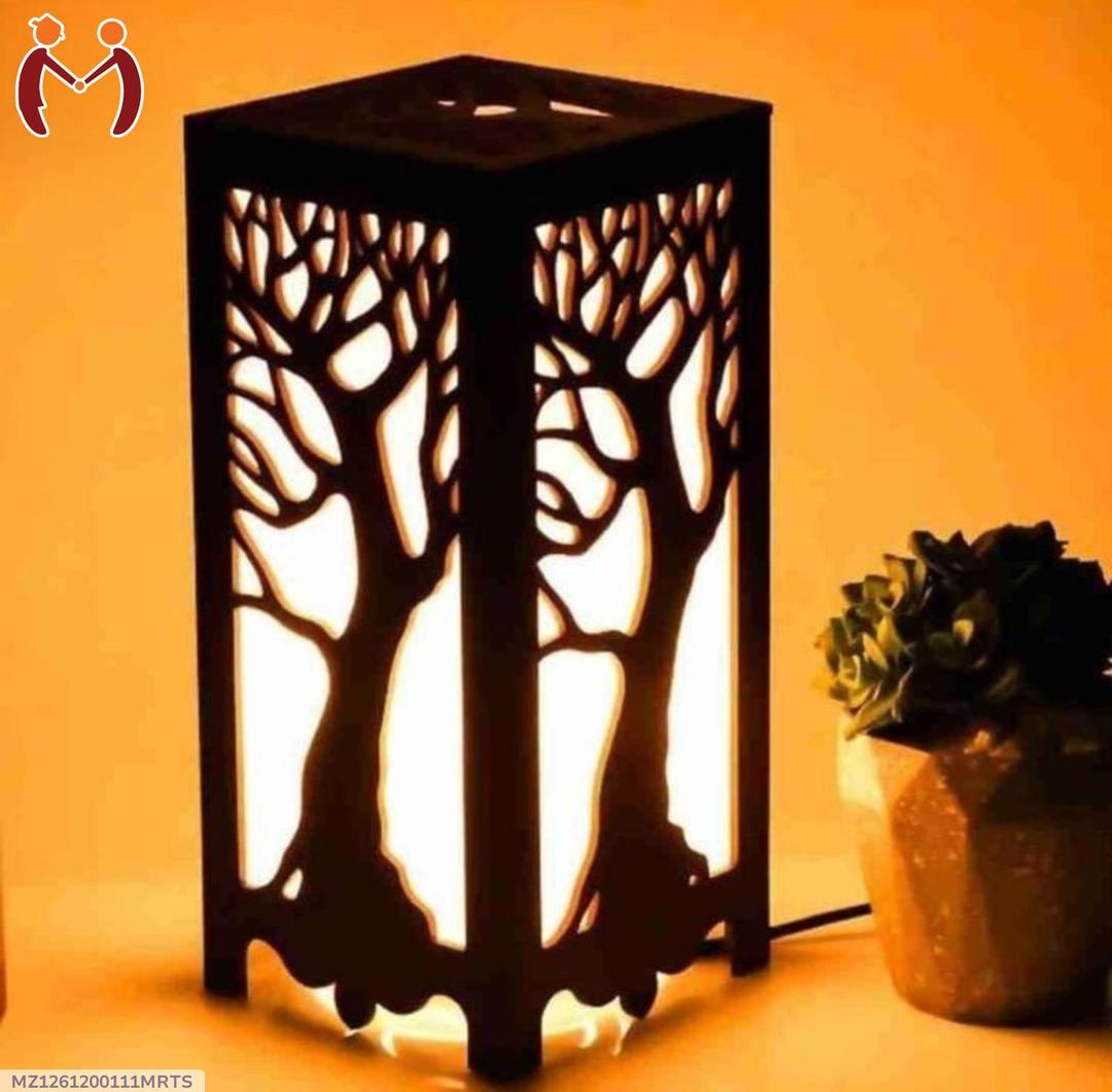 Rechargeable Tree Design Lamp Dark Brown Golden Glow 10.5"