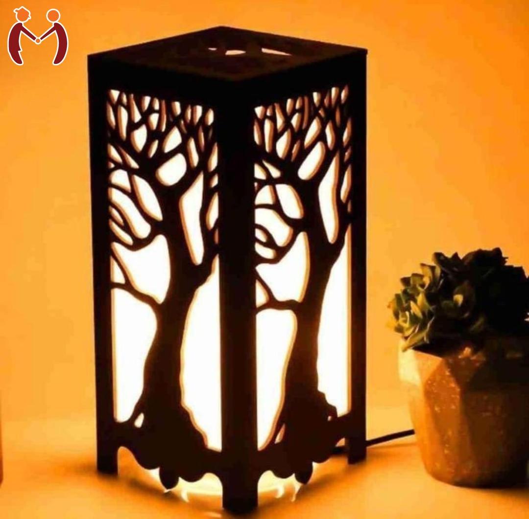 Rechargeable Tree Design Lamp Dark Brown Golden Glow 10.5"