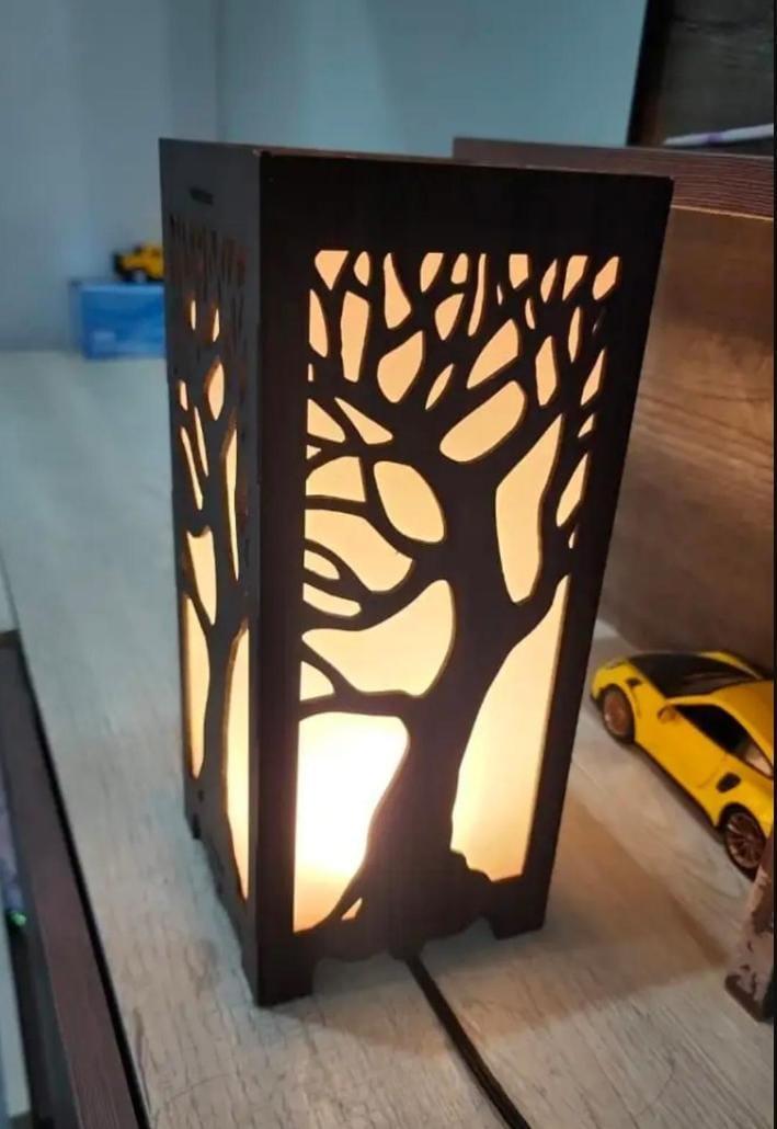 Rechargeable Tree Design Lamp Dark Brown Golden Glow 10.5"