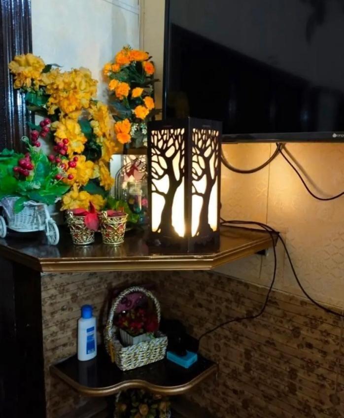Rechargeable Tree Design Lamp Dark Brown Golden Glow 10.5"