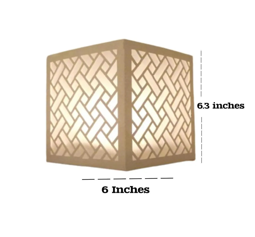 Modern White Geometric Tea Light Lamp with Golden Glow