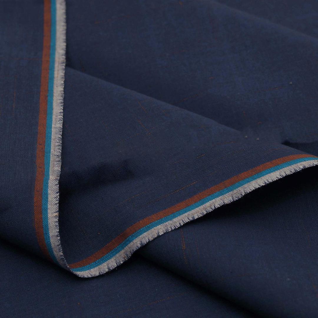 Men Cotton Plain Blue Suit Winter 7m Cutting