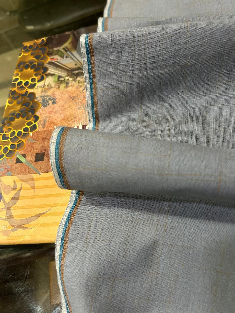 Men's Light Blue Cotton Unstitched Suit Pakistan