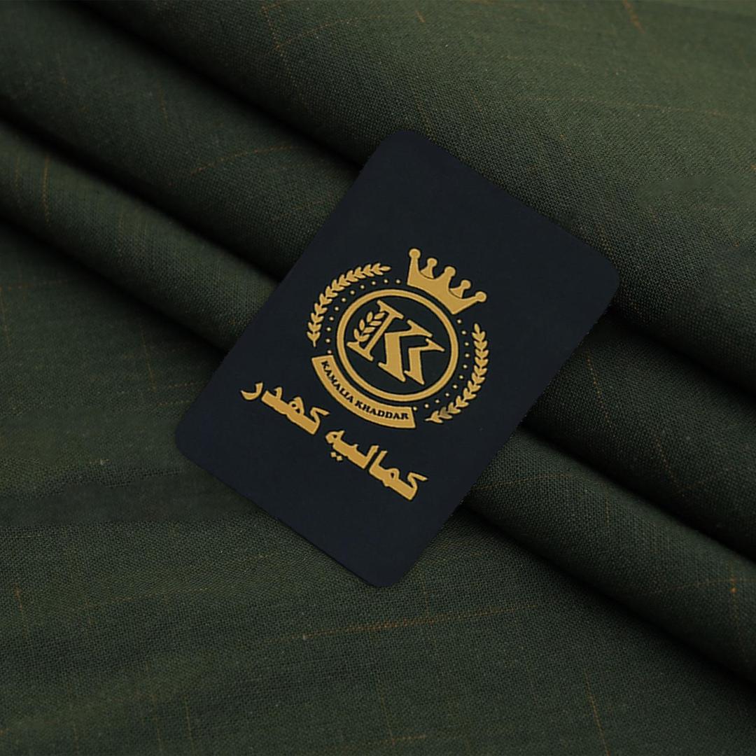 Men's Premium Cotton Suit Fabric Green Striped Border Winter