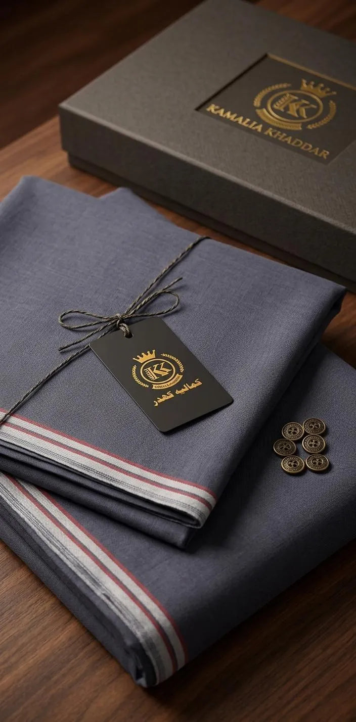Grey Khaddar Men Suit Summer Cotton Fabric
