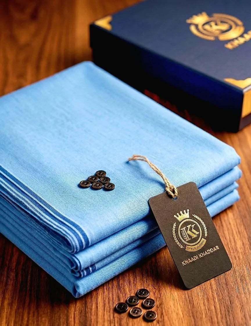 Men's Unstitched Wash & Wear Blue Suit Fabric