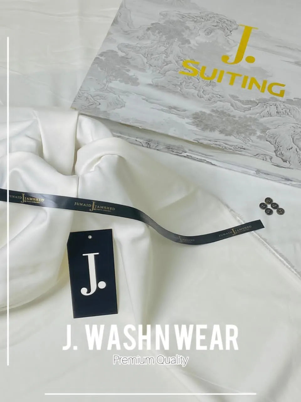 J. Wash N Wear Suit Off White Plain for Men