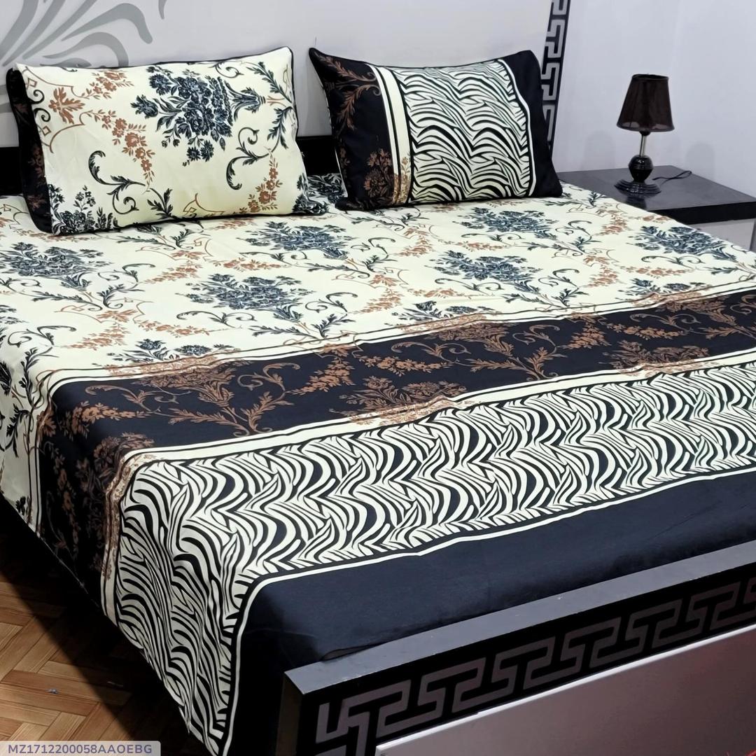 Crystal Cotton Double Bedsheet Set with Zebra Print