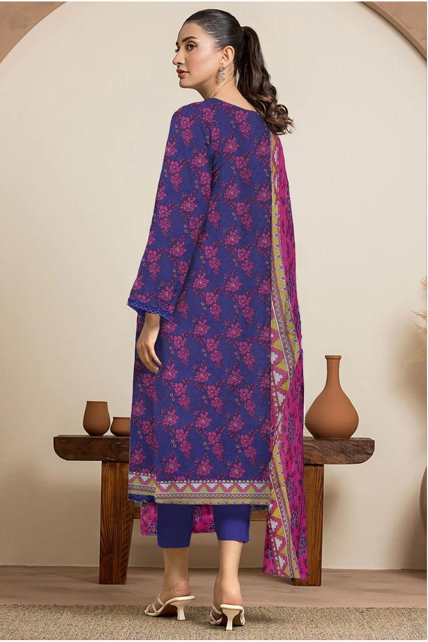 Purple Floral Printed 3-Piece Suit for Women