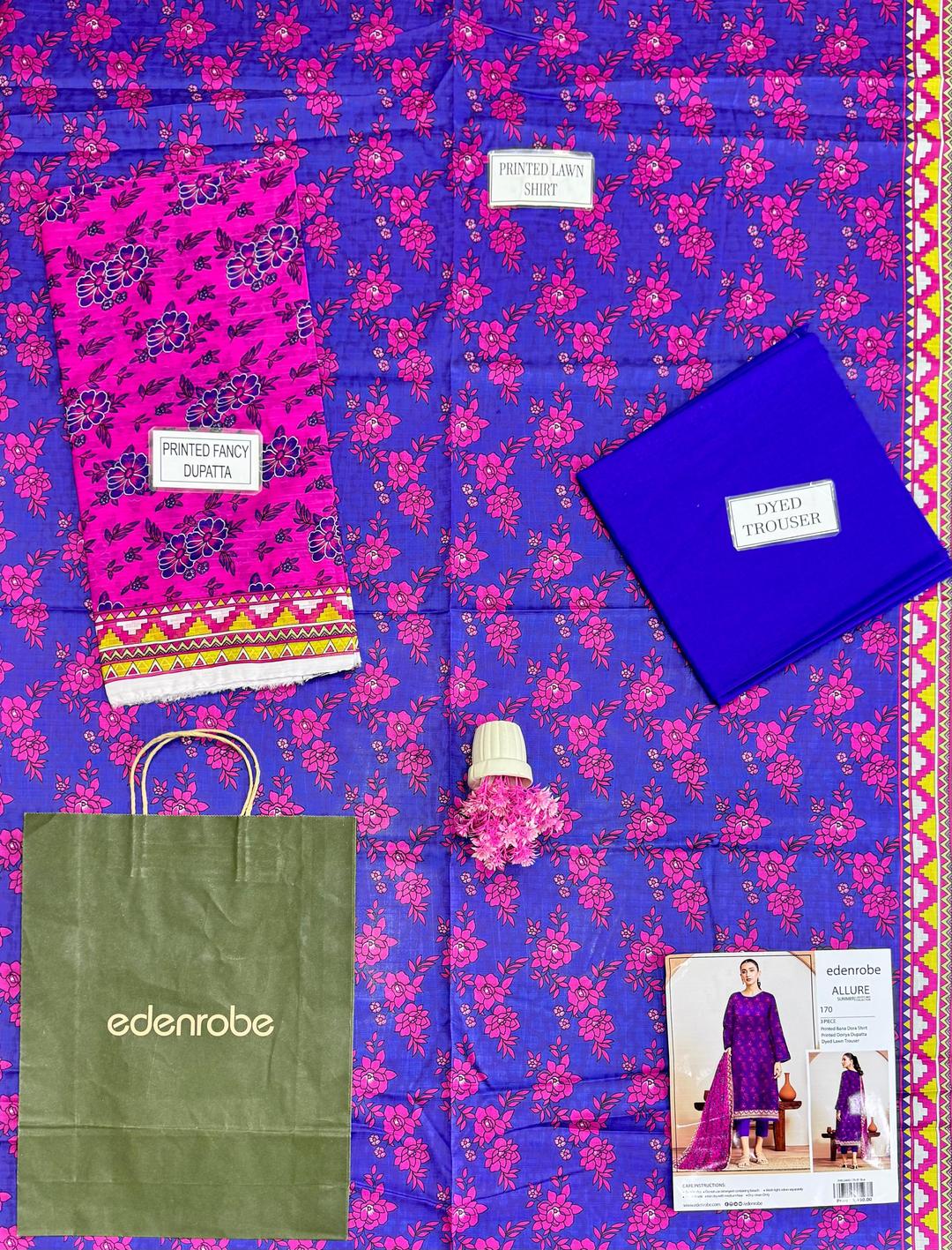 Purple Floral Printed 3-Piece Suit for Women