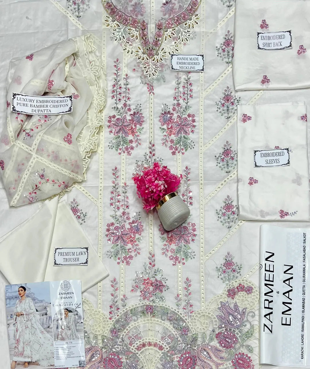 3 Pcs Women's Unstitched Embroidered Suit