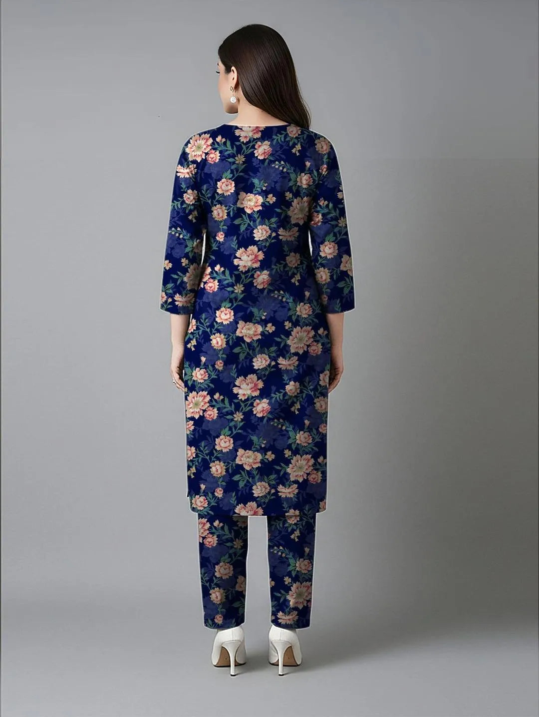 Unstitched Printed Blue Floral Suit for Women