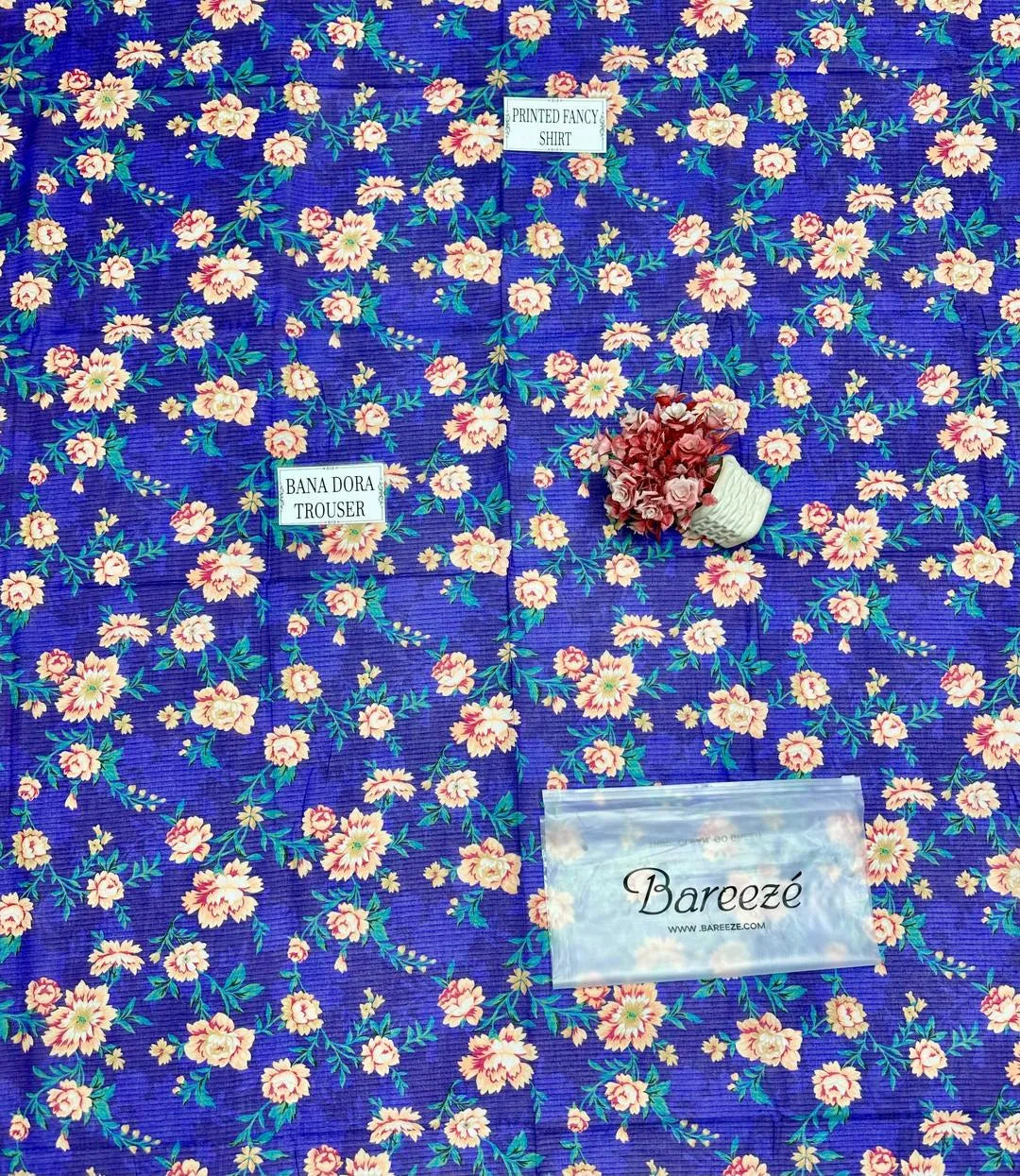 Unstitched Printed Blue Floral Suit for Women