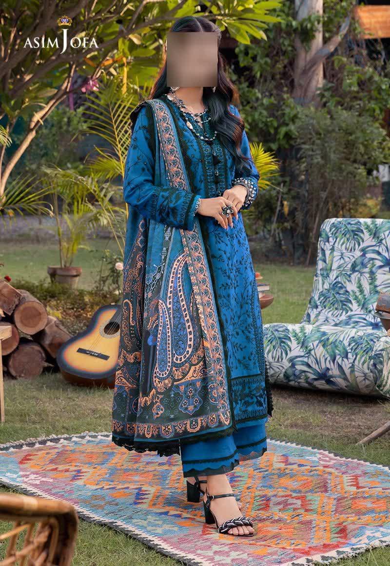 3 Pcs Women's Unstitched Sequins Embroidered Suit