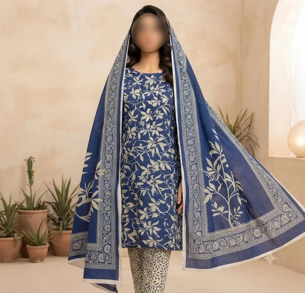 3 Pcs Women's Unstitched Digital Print Suit