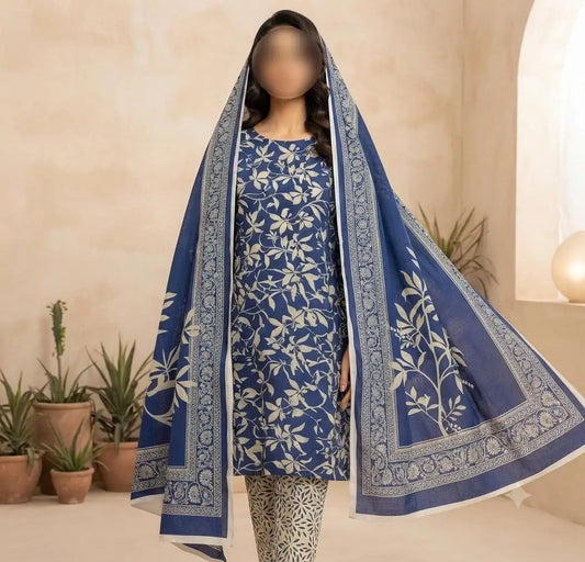 3 Pcs Women's Unstitched Digital Print Suit
