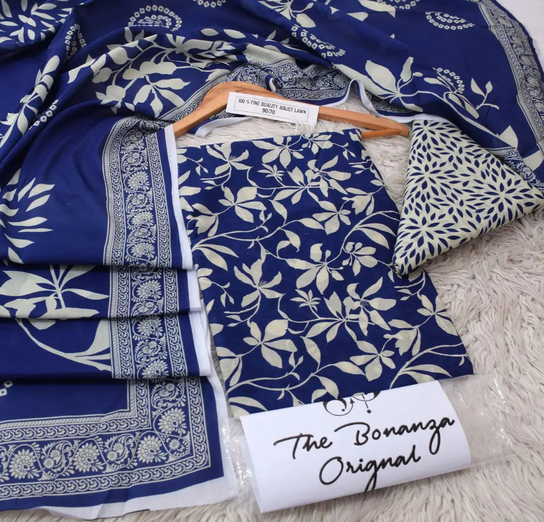 3 Pcs Women's Unstitched Digital Print Suit