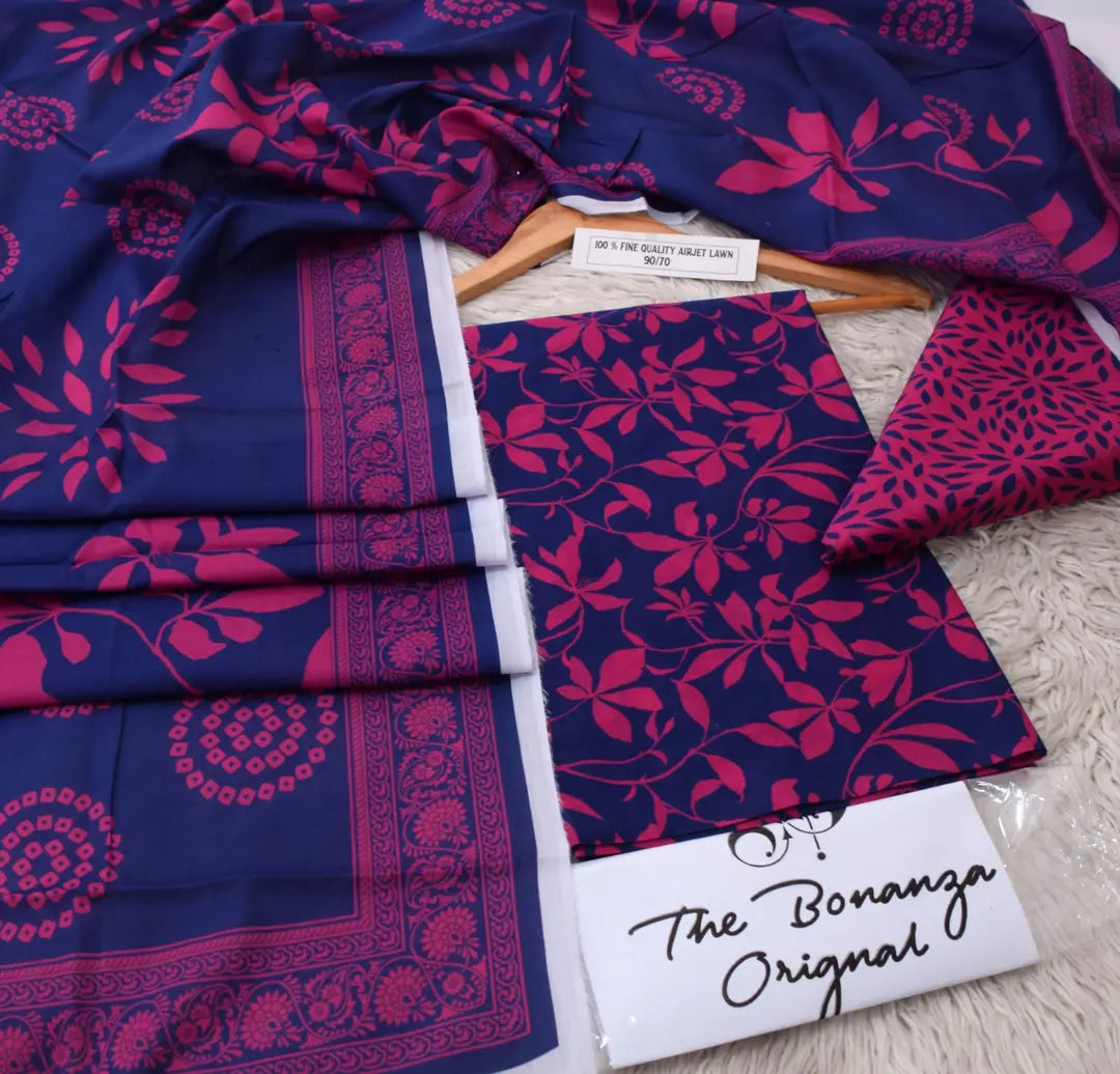 3 Pcs Women's Unstitched Digital Print Suit