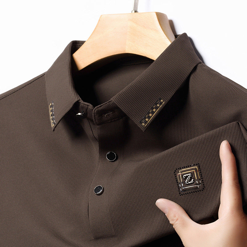 Dark Green Men's Long Sleeve Polo Shirt Autumn Casual Trendy
