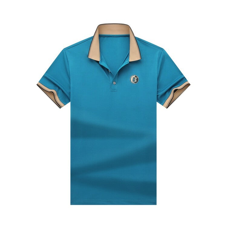 Men Cotton Embroidered Polo Shirt Orange Large Summer