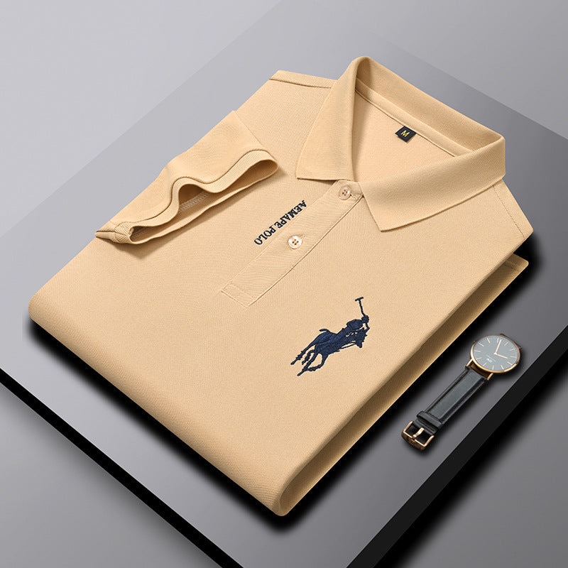 Men Navy Polo Shirt with Embroidered Pony Logo