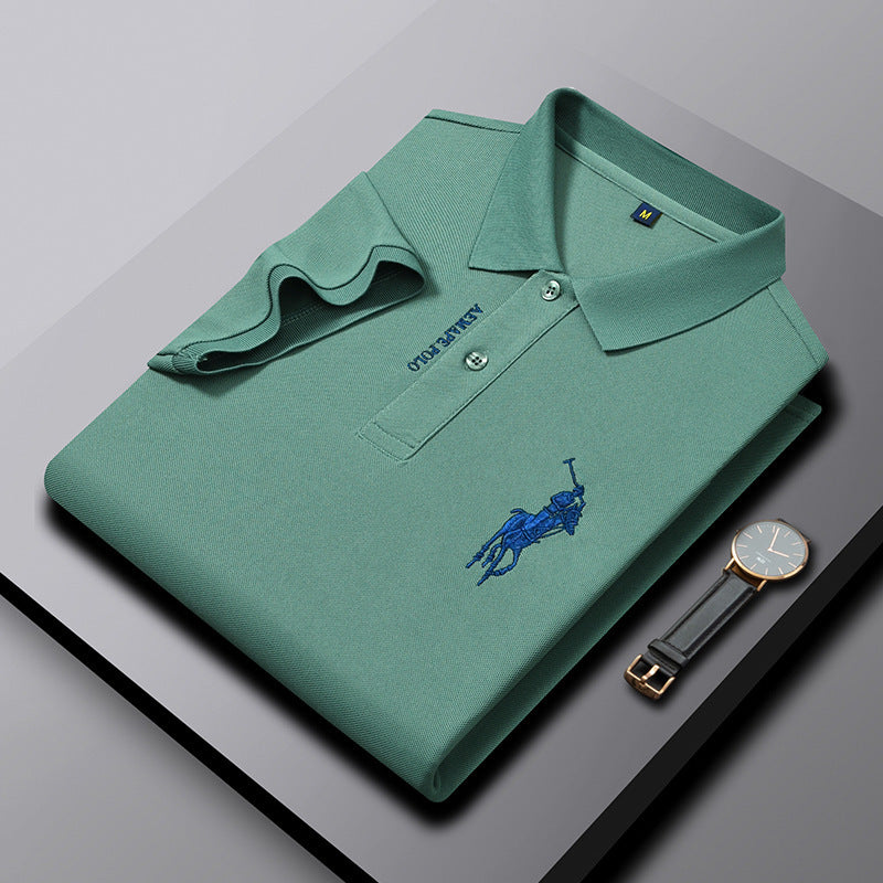 Men Navy Polo Shirt with Embroidered Pony Logo