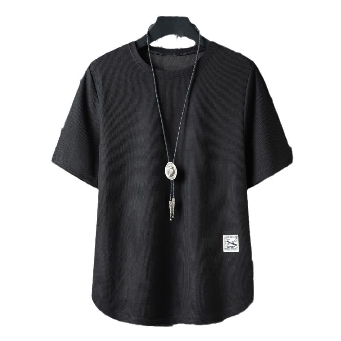 Men Waffle Short Sleeve T-Shirt Loose Breathable Plus Size