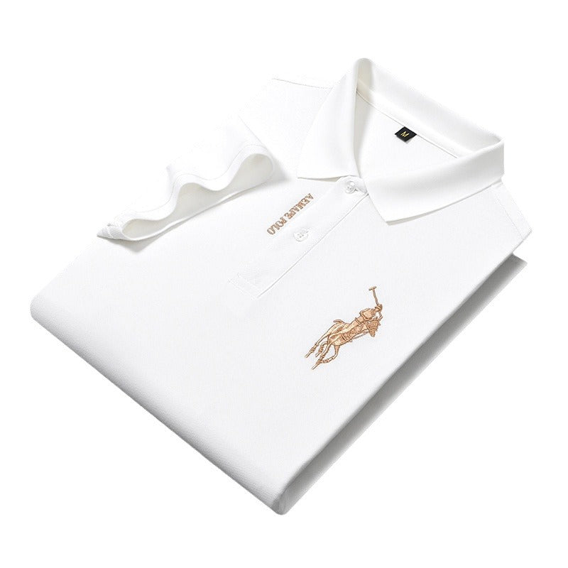 Men Navy Polo Shirt with Embroidered Pony Logo